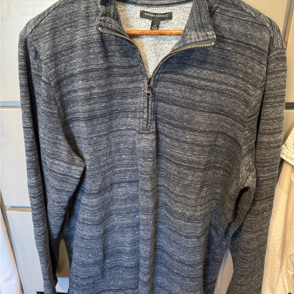 Banana Republic Men's Charcoal quarter-zip Sweater
